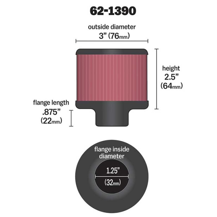 K＆N 汎用 エアフィルター ラウンドティパー 76mm RU3580並行輸入 K\u0026N カスタムフィルター ラウンドテーパー 51φ（51⁄79×76mm） ラバー